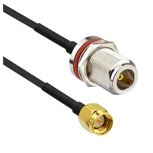 PTL-100 Patch Cable SMA Male to N Female Bulkhead, 15cm - Main Image (106-CA-L10-SA1N2-BRM.015)