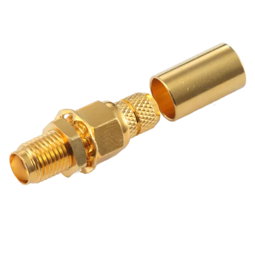 SMA Female Connector for L-240 Coaxial Cable, Bulkhead Mount - Main Image (106-SA2-C-L24-BM)