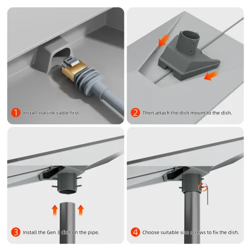 STARBEAM Starlink Gen 3 Aluminum Pole / Mast Adapter - 25 to 50mm Poles - View 2 (109-SB-MNT-G3-APA-2548MM)