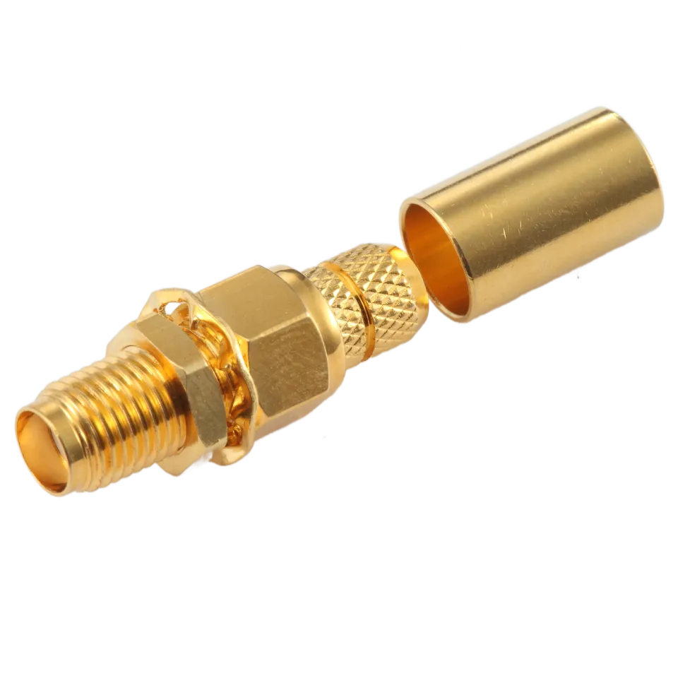 SMA Female Connector for L-240 Coaxial Cable, Bulkhead Mount - Main Image (106-SA2-C-L24-BM)