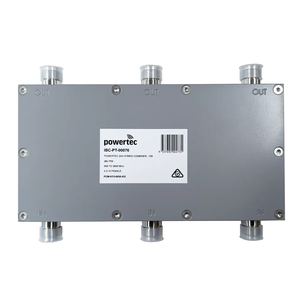 Powertec 3x3 Hybrid Combiner, 698 to 3800 MHz, 4.3-10 Female - Main Image (106-PCM-HY3-6938.432)