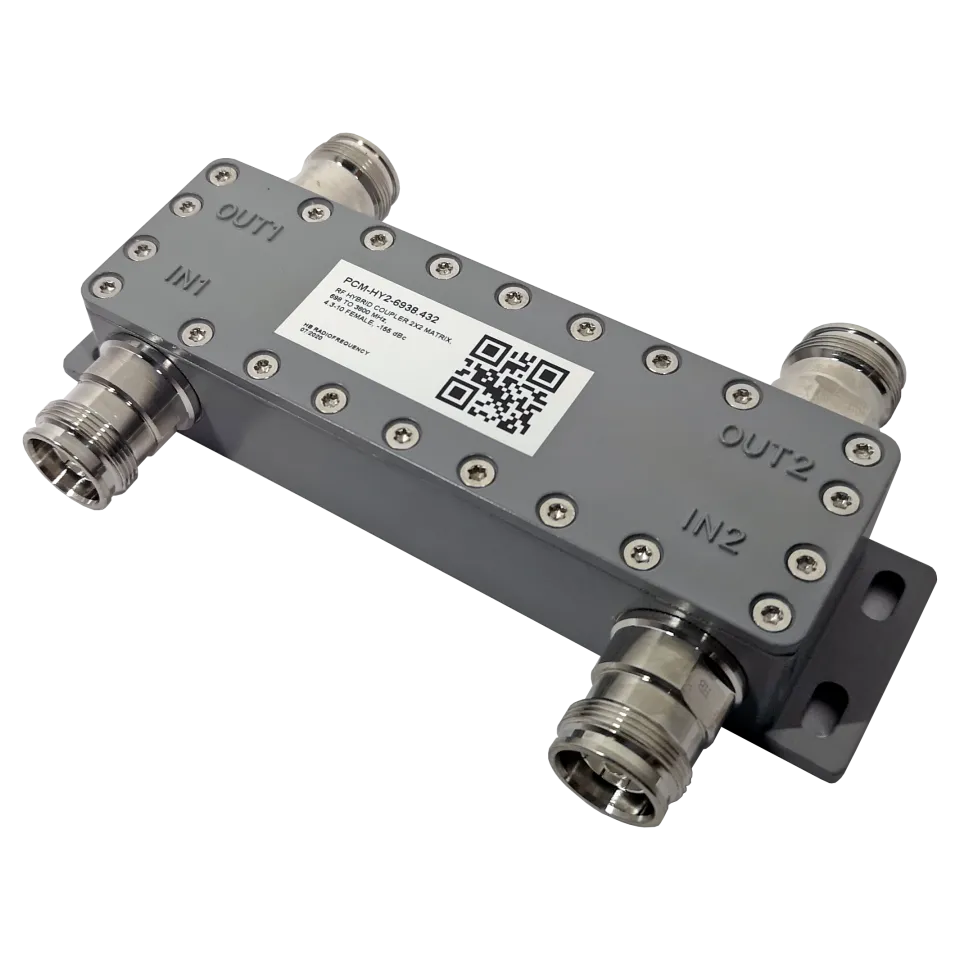 Powertec 2x2 Hybrid Combiner, 698 to 3800 MHz, 4.3-10 Female - Main Image (106-PCM-HY2-6938.432)