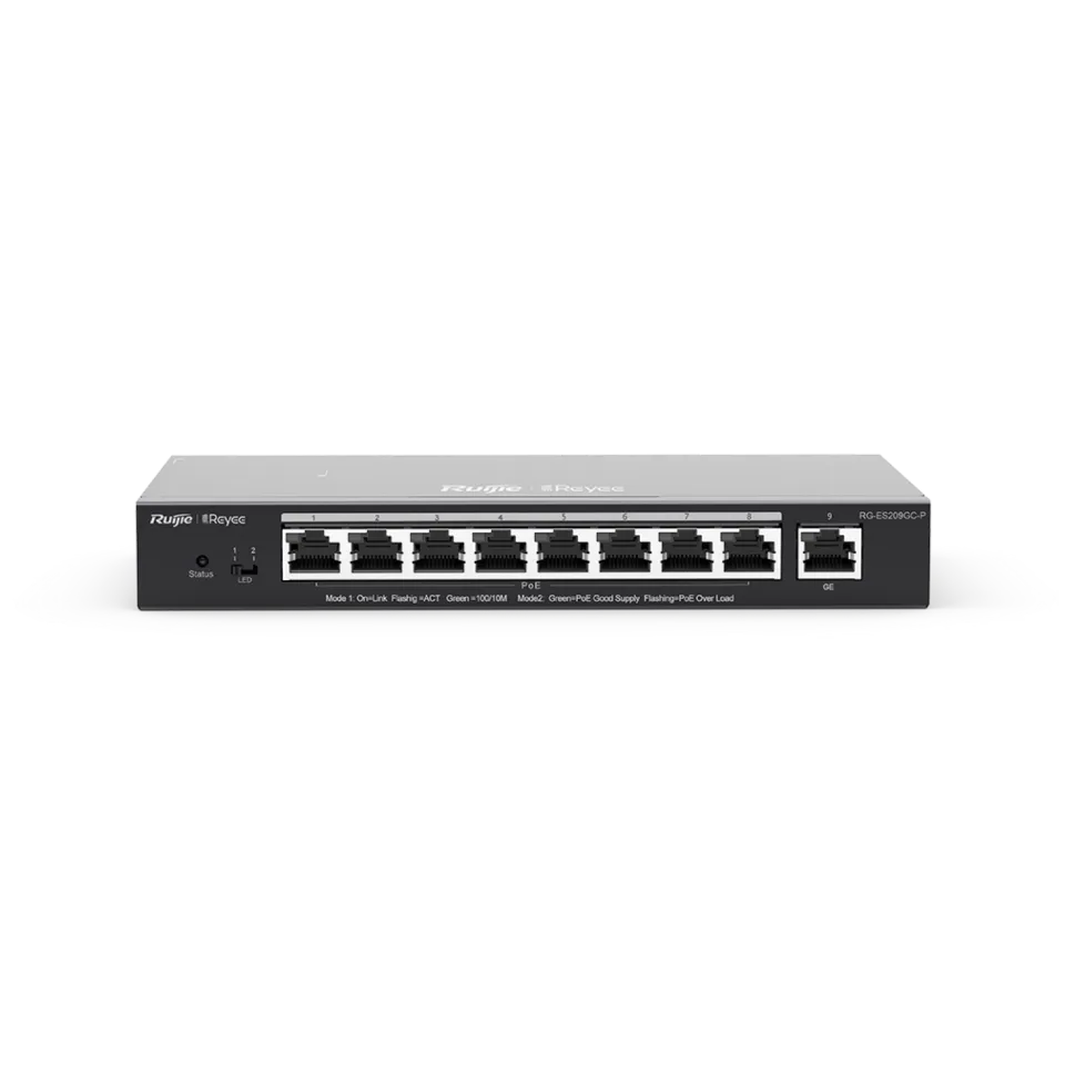 Ruijie Reyee RG-ES209GC-P 9-Port Managed PoE+ Switch - View 3 (108-RG-ES209GC-P)
