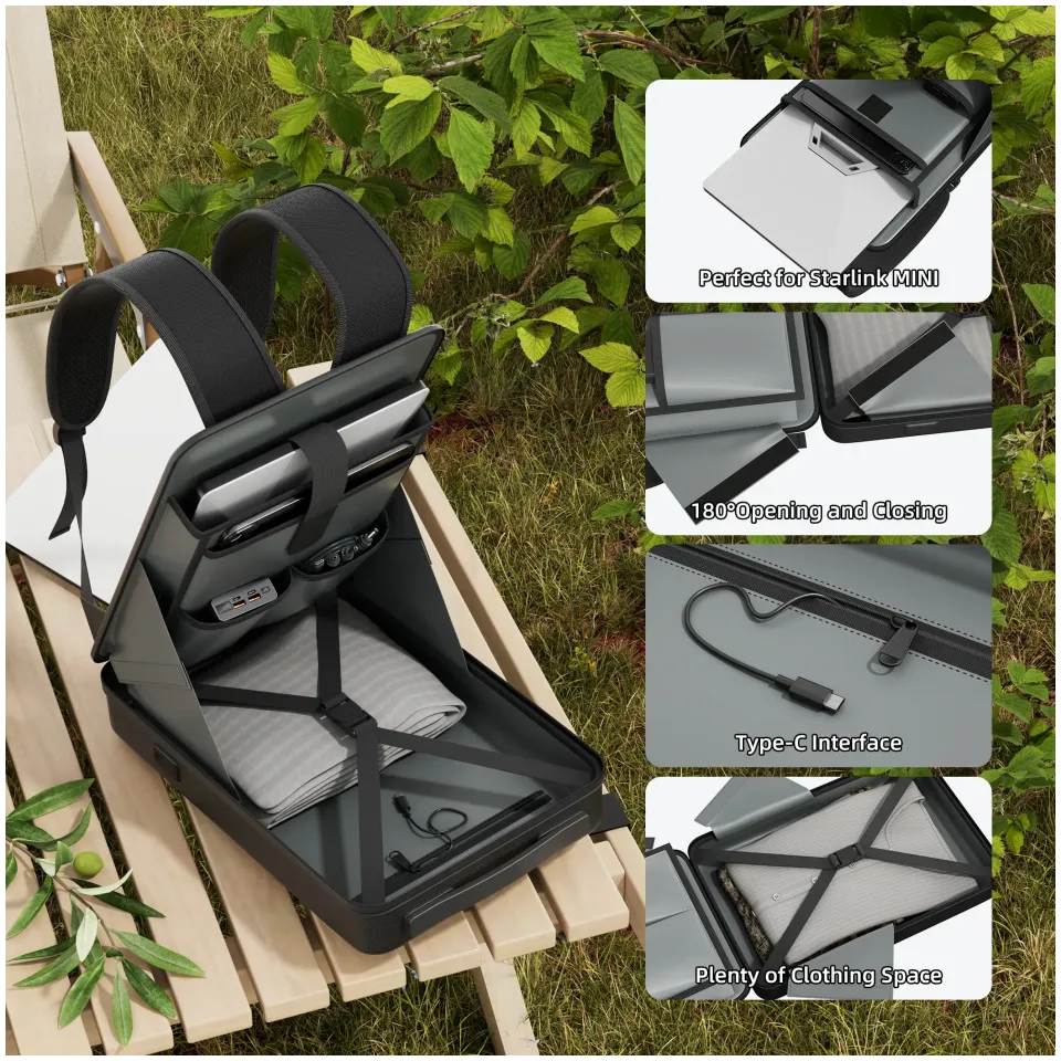 STARBEAM Starlink Mini Hard Shell Anti-theft Backpack with TSA Lock & USB Ports - View 3 (109-SB-CAS-MINI-ATB)