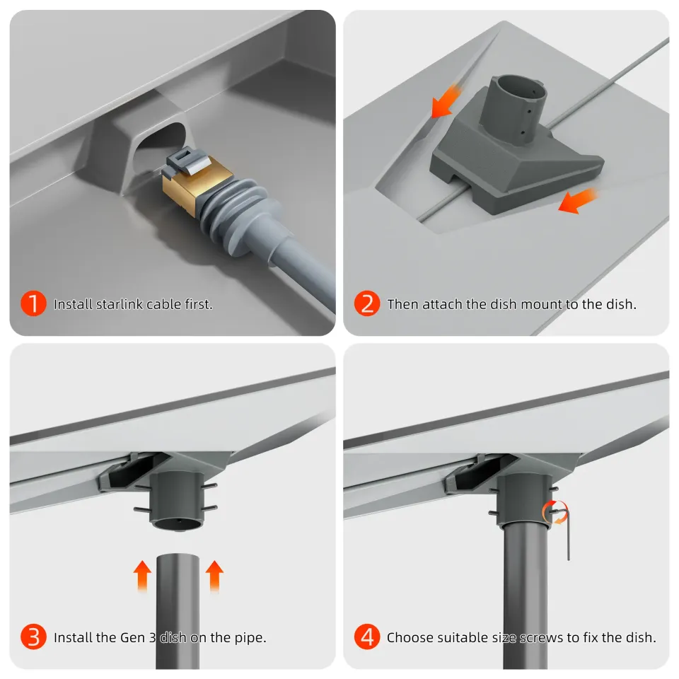 STARBEAM Starlink Gen 3 Aluminum Pole / Mast Adapter - 25 to 50mm Poles - View 2 (109-SB-MNT-G3-APA-2548MM)