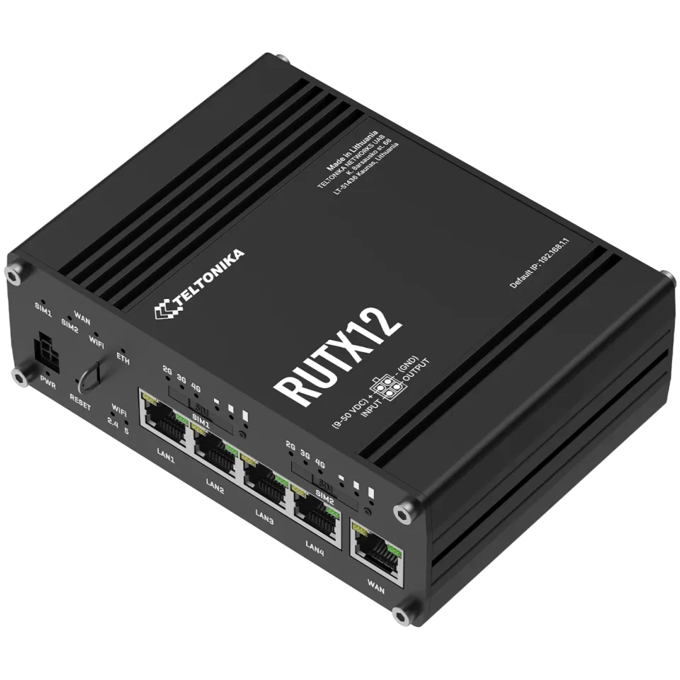 Teltonika RUTX12 Dual 4G Cat-6 Router with WiFi, GNSS, Bluetooth - Main Image (110-RUTX12)