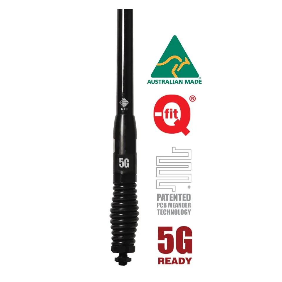 RFI CDQ8195 Pro-Series Removable 4G-5G Vehicle Bullbar Antenna, 6.5 dBi, 698 to 3800 MHz, SMA Male