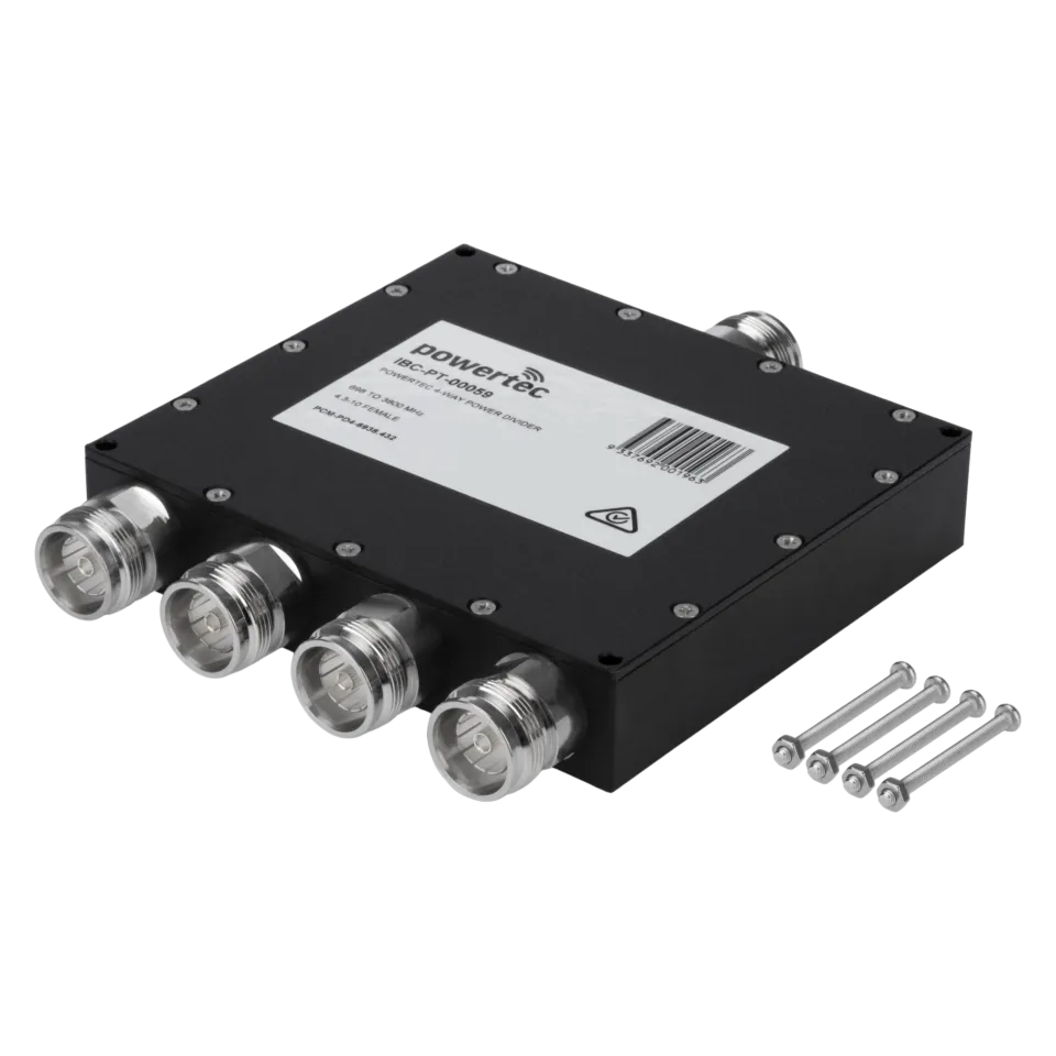 Powertec RF Power Divider 4-Way, 698 to 3800 MHz, 4.3-10 Female, Wilkinson – view 2