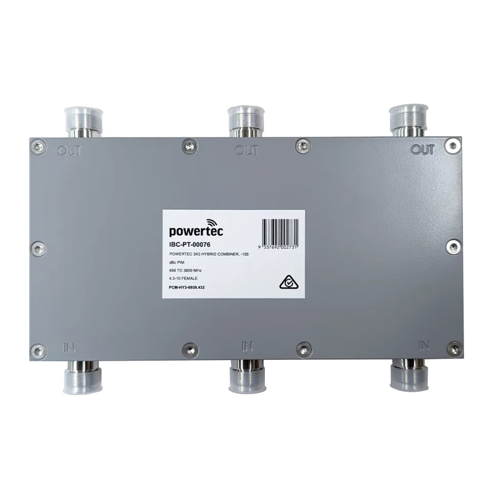 Powertec 3x3 Hybrid Combiner, 698 to 3800 MHz, 4.3-10 Female