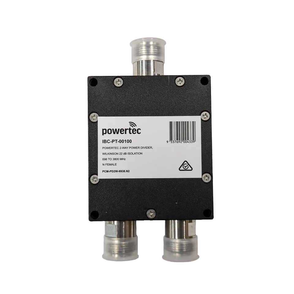 Powertec RF Power Divider 2-Way, 698 to 3800 MHz, N Female, Wilkinson