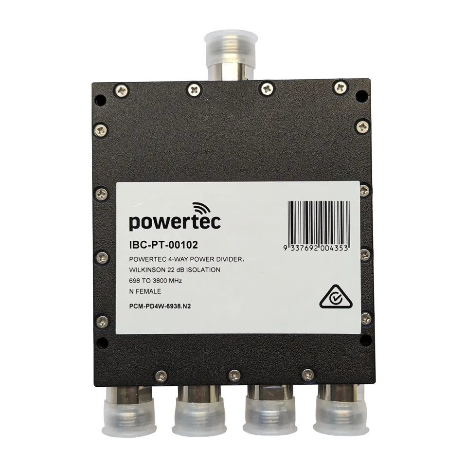 Powertec RF Power Divider 4-Way, 698 to 3800 MHz, N Female, Wilkinson