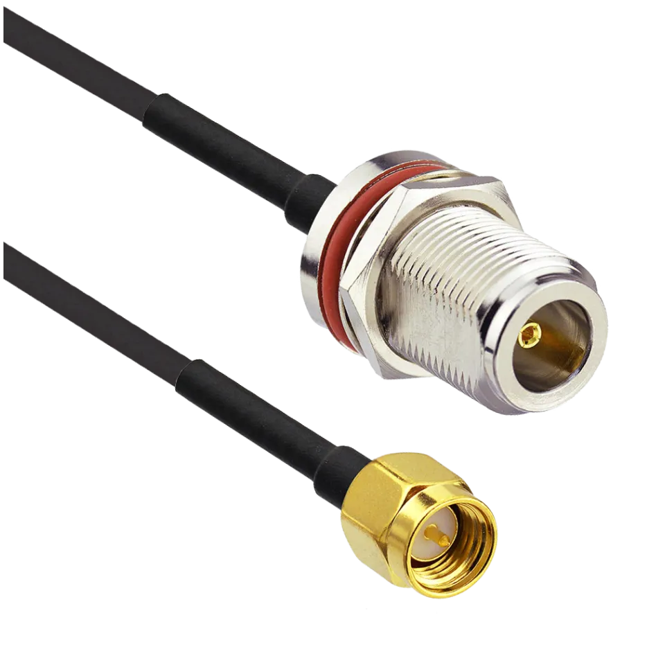 PTL-100 Patch Cable SMA Male to N Female Bulkhead, 15cm