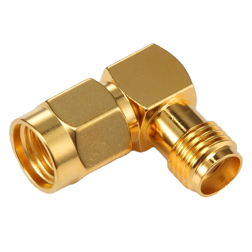 RF Adapter SMA Female to RP-SMA Male, Right Angle