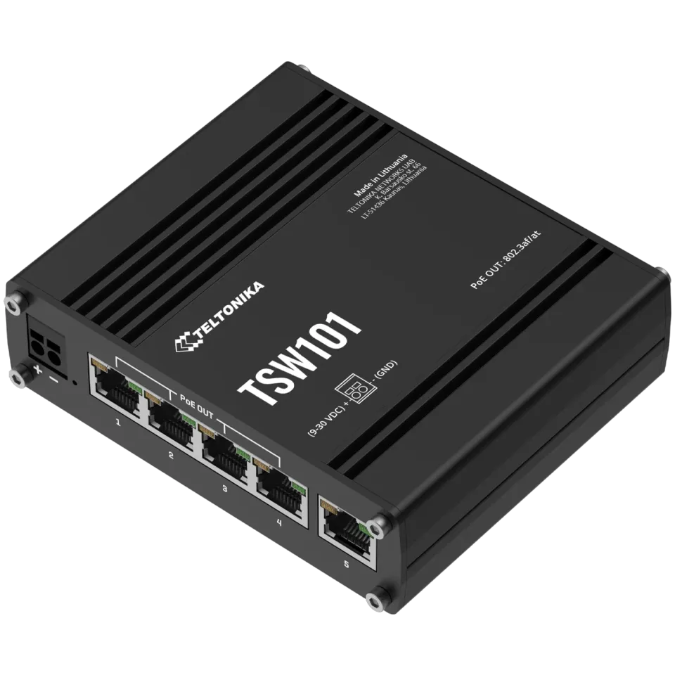 Teltonika TSW101 Industrial Unmanaged PoE+ for Transportation