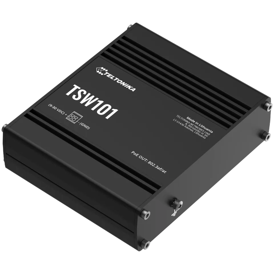 Teltonika TSW101 Industrial Unmanaged PoE+ for Transportation – view 3