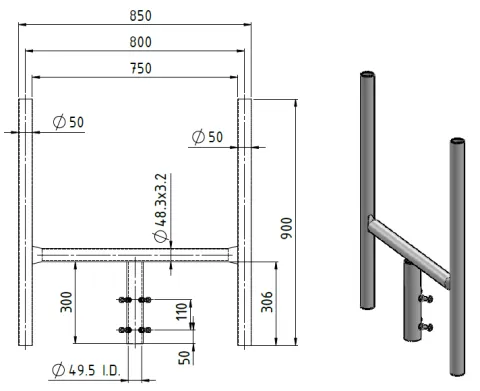 APAC GC48 Series Galvanised Steel Headframe, 2 Sector drawing