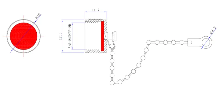 Dust Cap N Male, with Chain drawing