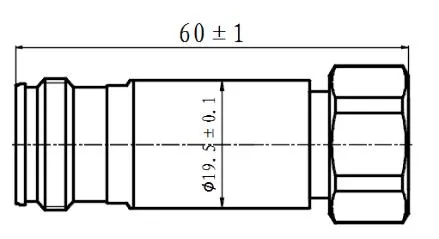 Powertec RF Attenuator, 4.3-10 Female to 4.3-10 Male drawing