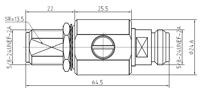 Coaxial Surge Protector N Female to N Female, DC to 3 GHz drawing