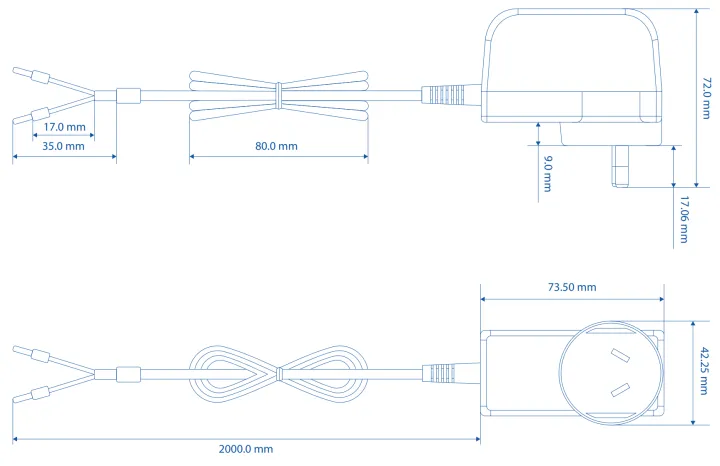 Teltonika AU 2-Pin Power Supply, 18W drawing