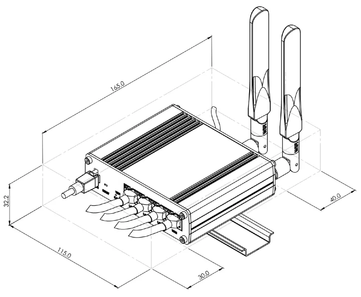 Teltonika RUTX10 Ethernet Router with Dual Band WiFi drawing