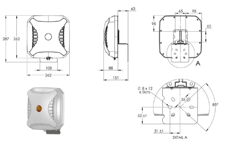 Poynting XPOL-2-5G Ultra-Wideband 2x2 MIMO 4G-5G Antenna, 617 to 4200 MHz drawing