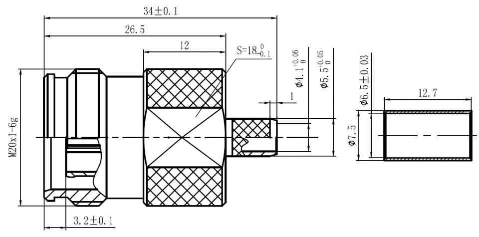 4.3-10 Female Connector for L-240 Coaxial Cable drawing