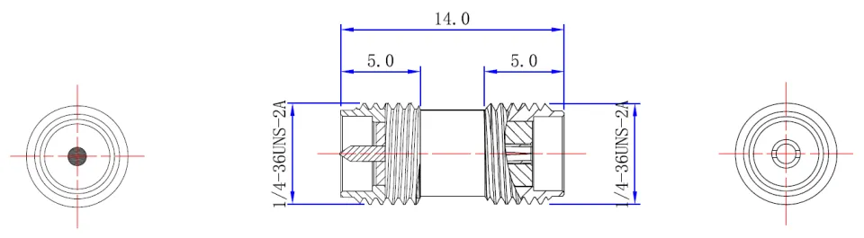 RF Adapter SMA Female to RP-SMA Female drawing