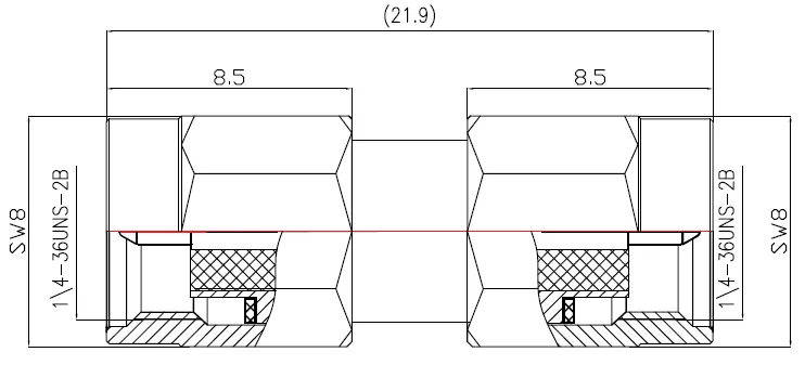 RF Adapter SMA Male to SMA Male drawing