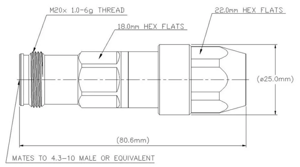 CommScope L4HF-D 4.3-10 Female for 1/2 in AL4RPV-50, LDF4-50A, HL4RPV-50 Cable drawing