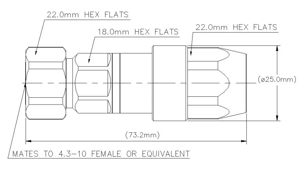 CommScope L4HM-D 4.3-10 Male for 1/2 in AL4RPV-50, LDF4-50A, HL4RPV-50 Cable drawing