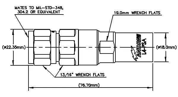 CommScope L4TNM-PSA Type N Male Positive Stop for 1/2 in AL4RPV-50, LDF4-50A, HL4RPV-50 Cable drawing