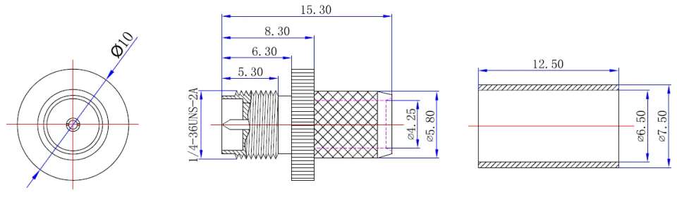 RP-SMA Female Connector for L-240 Coaxial Cable drawing